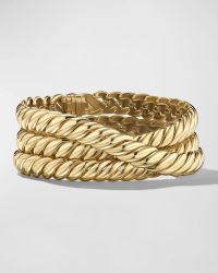 Sculpted Cable 3-Wrap Bracelet in 18K Gold, 8.5mm