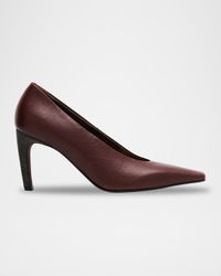 Leather Curved-Heel Pumps