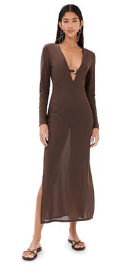 STAUD Cleo Dress Dark Chocolate M