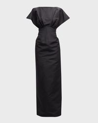 Silk Column Gown with Fan Bodice