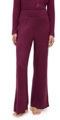 Z Supply Dawn Smocked Rib Pants Merlot M