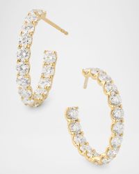 18K Yellow Gold Inside Out Diamond Hoop Earrings, 4.80tcw, 1"L