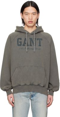 GANT Pull à capuche noir à boulochage