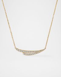 18K Yellow Gold Vela French-Cut Pave Diamond Pendant Necklace