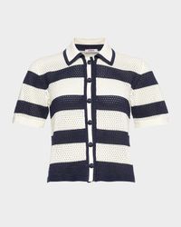 Mouette Striped Openwork Knit Top