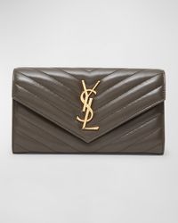 YSL Monogram Large Envelope Flap Wallet in Smooth Leather