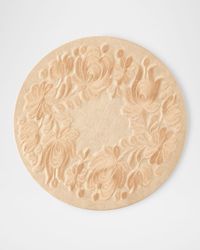 Floral Embroidered Vegan Leather Placemat, 22" Round