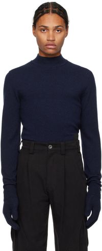 HYEIN SEO Navy Military Turtleneck & Gloves Set