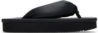 Rick Owens Black Hollywood Peached Lambskin Flip-Flops