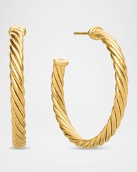 18k Cablespira Hoop Earrings, 1"