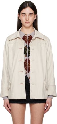 Anna Sui Off-White Buttoned Faux-Suede Coat