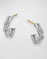 Petite X Mini Hoop Earrings with Diamonds and 18K Yellow Gold