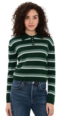 Leset Zoe Stripe Polo Forest Stripe XS