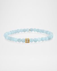 14K Gold Diamond Eternity Rondelle on 4mm Aquamarine Bracelet