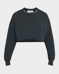 Golden Embellished Cropped Sweatshirt