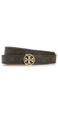 Tory Burch T Monogram Coated Canvas Miller Belt French Press/Gold S