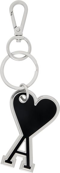 AMI Paris Silver & Black Ami de Coeur Keychain