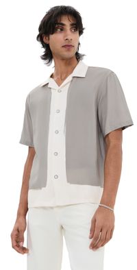 rag & bone Printed Avery Vacation Shirt Tan Anthon L