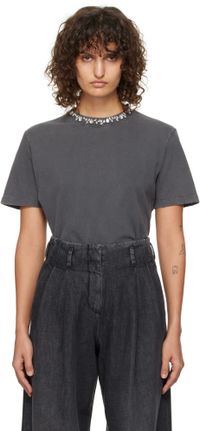 Golden Goose T-shirt gris à ornements taillés en cabochon
