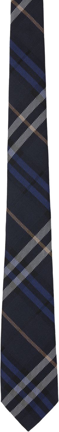 Burberry Navy Check Silk Tie