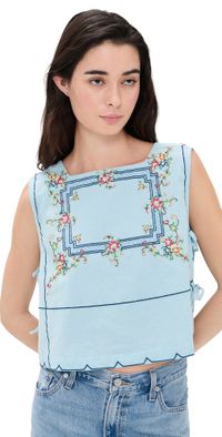Free People Garden Wall Top Blue Combo L