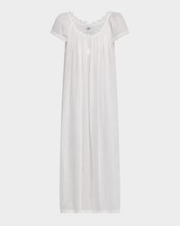 Vanessa-2 Ruched Lace-Trim Cotton Nightgown