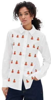 Lingua Franca Bowery Bear Shirt White XS