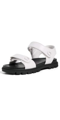 Coach Brynn Leather Sandals Optic White/Black 6