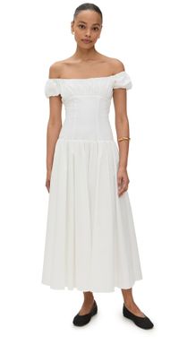 CAROLINE CONSTAS Augusta Drop Waist Maxi Dress Antique White XS