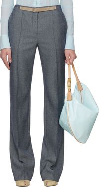 Tory Burch Gray High Waisted Wool Trousers