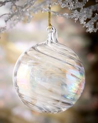 White Snow Swirl Glass Ornament