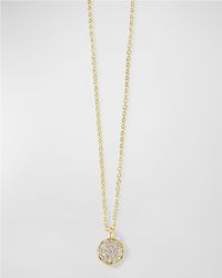 Mini Flower Pendant Necklace in 18K Gold with Diamonds