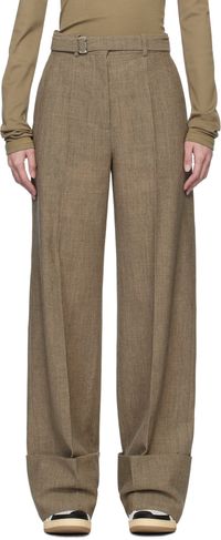 Lanvin Gray Wide-Leg Cuffed Wool Trousers