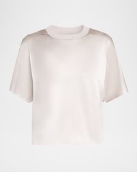 Shiny Rib-Trim Crewneck T-Shirt