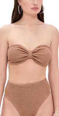 Hunza G Jean Bikini Top Metallic Cocoa One Size