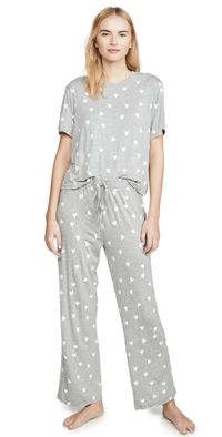 HONEYDEW All American PJ Set Heather Grey Hearts M