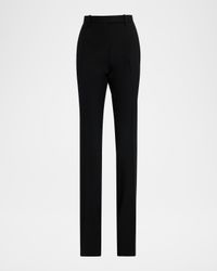 Sharp Grain De Poudre Straight-Leg Trousers