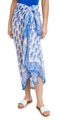 Playa Lucila Border Print Sarong Blue One Size