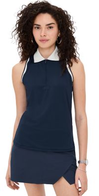 Rhone Prize Sleeveless Zip Polo Navy Blue M