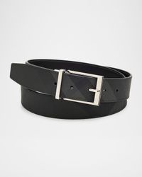 Men's Reversible Check Leather Belt