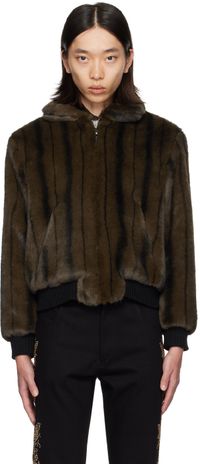 Ernest W. Baker Brown Harrington Faux-Fur Jacket