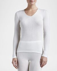Wool & Silk Blend V-Neck Top
