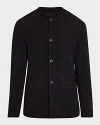 Men's Textured Band-Collar Blazer