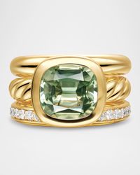 DY Mercer 3 Row Stone Ring with Diamonds in 18K Gold, 12mm