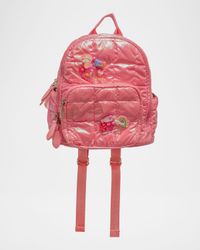 Kid's Charm-Embellished Quilted Puffy Mini Backpack