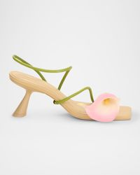 Ria Calla Lily Leather Comma-Heel Sandals
