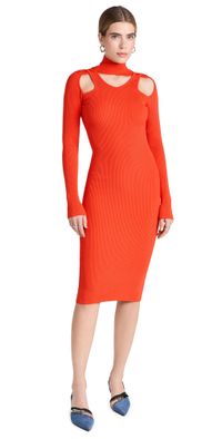 Coperni Cut-Out Knit Dress Red S
