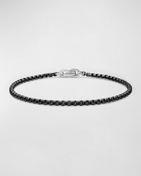 Men's Box Chain Bracelet Darkened Stainless Steel, 2.7mm