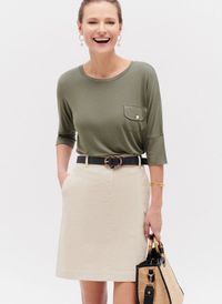 Caroll - Jupe midi en coton mélangé - Taille 46 - Beige