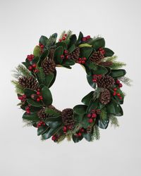 Christmas Magnolia with Berry Cone Wreath